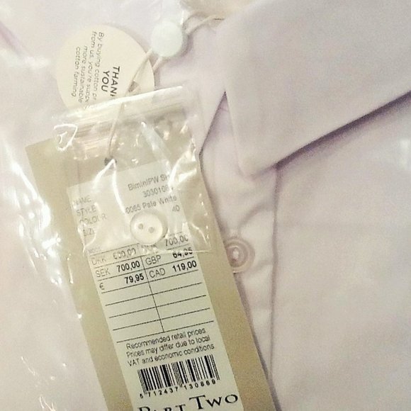 " PART TWO "   from  COPENHAGEN     NICE WHITE SHIRT  NWT - Picture 5 of 5